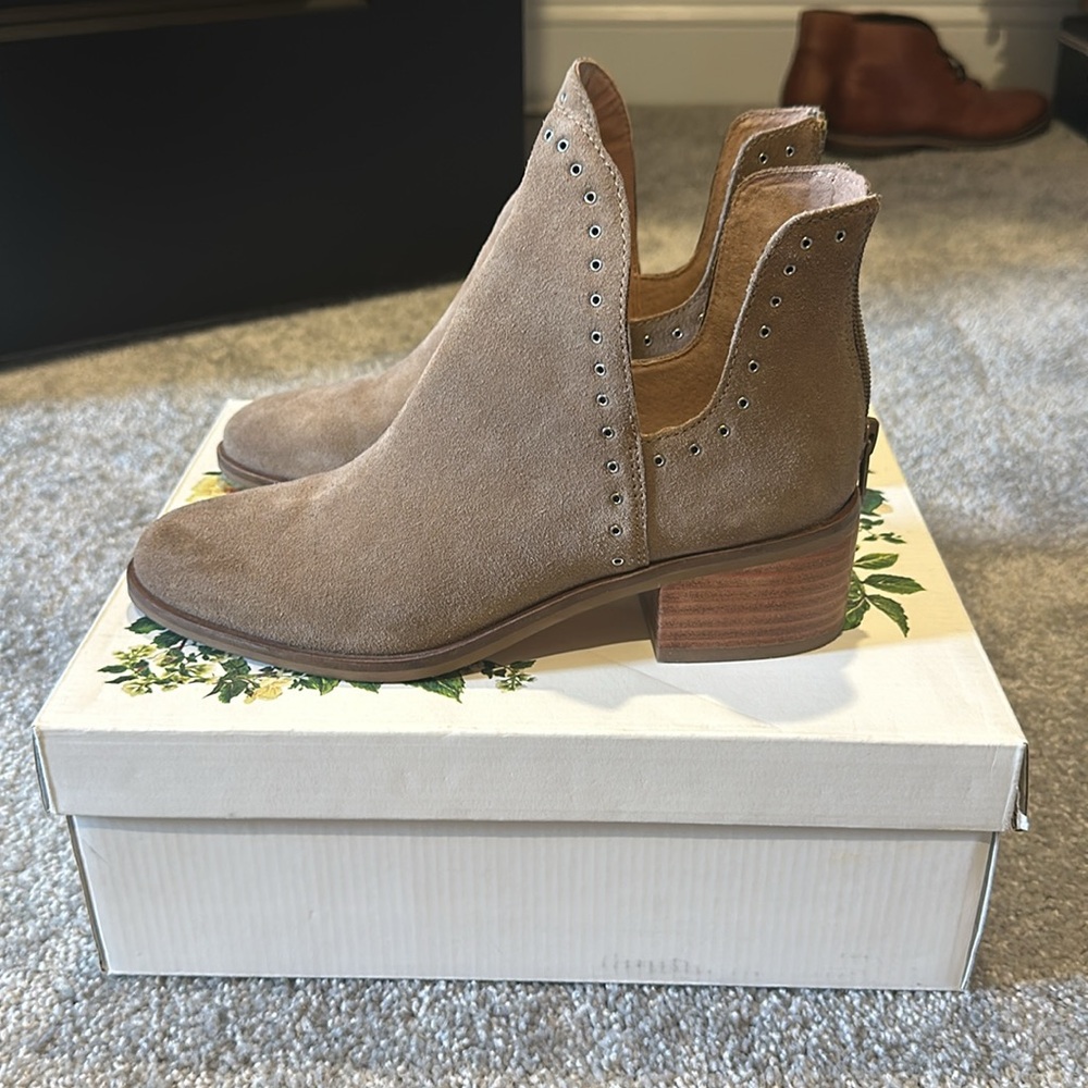 Chelsea & Violet Taupe Suede Ankle Boots